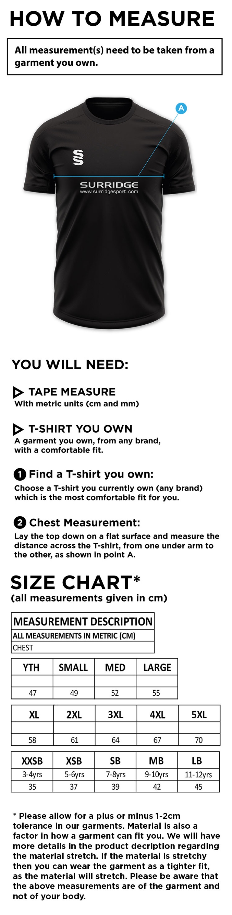 Waltham St Lawrence CC - Blade Polo - Size Guide