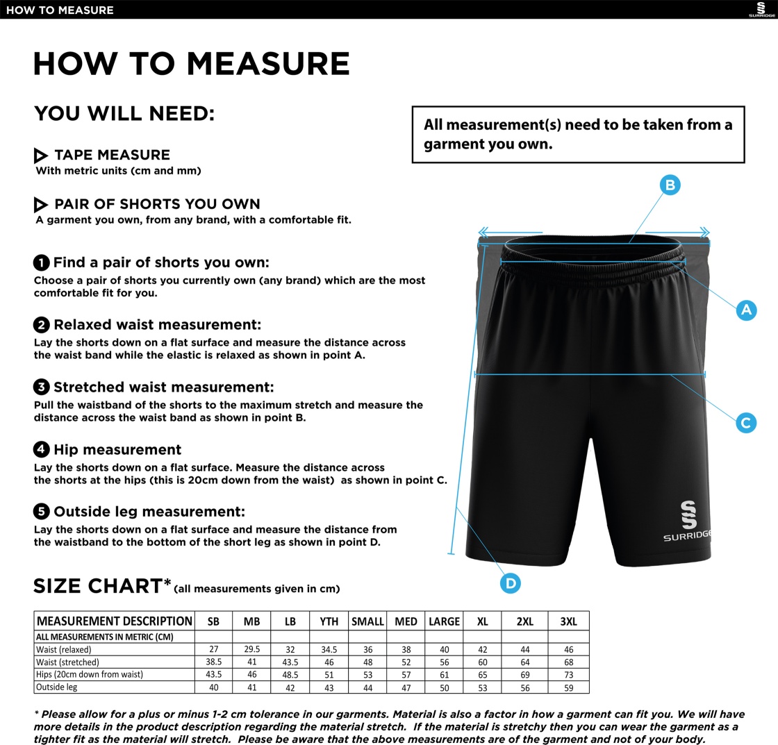 Waltham St Lawrence CC - Blade Shorts - Size Guide