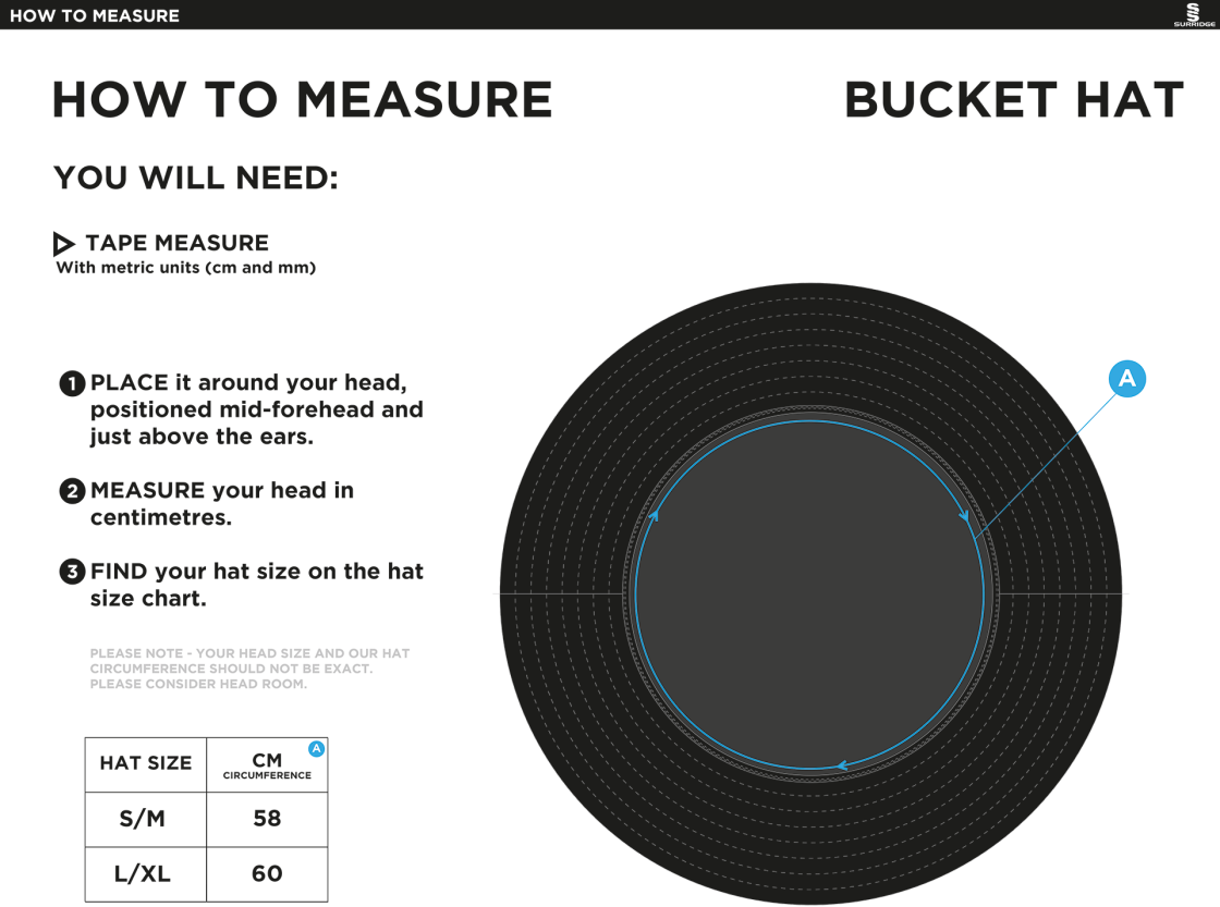 WALTHAM ST LAWRENCE CC Dual Bucket Hat - Navy - Size Guide